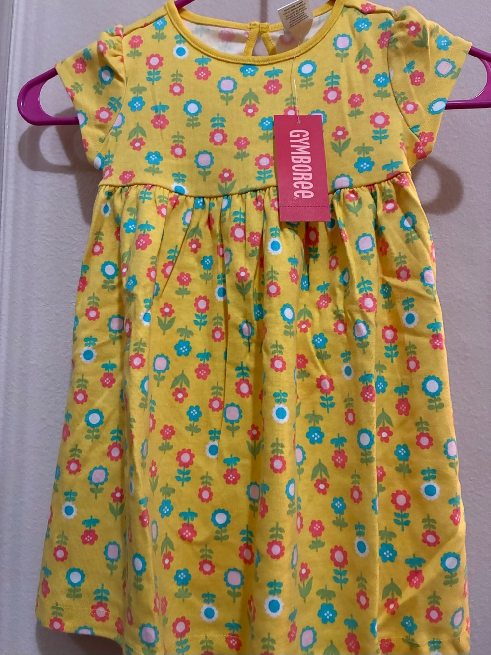 Gymboree Yellow Floral Cotton Dress with Pink, Blue and Green Flowers